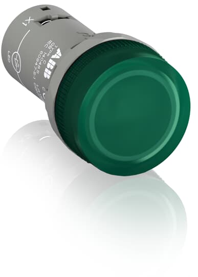 ABB Controls 22mm Pilot Light; Round; Green; 110-130VAC
